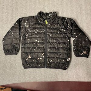 Crewcuts J Crew Black White Paint Splash Puffer Jacket Streetwear Lightweight 3